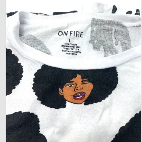 Teen Girls T- Shirt On Fire  Size Large Theme Black Girls Hairstyles Tee Shirt - Picture 3 of 3